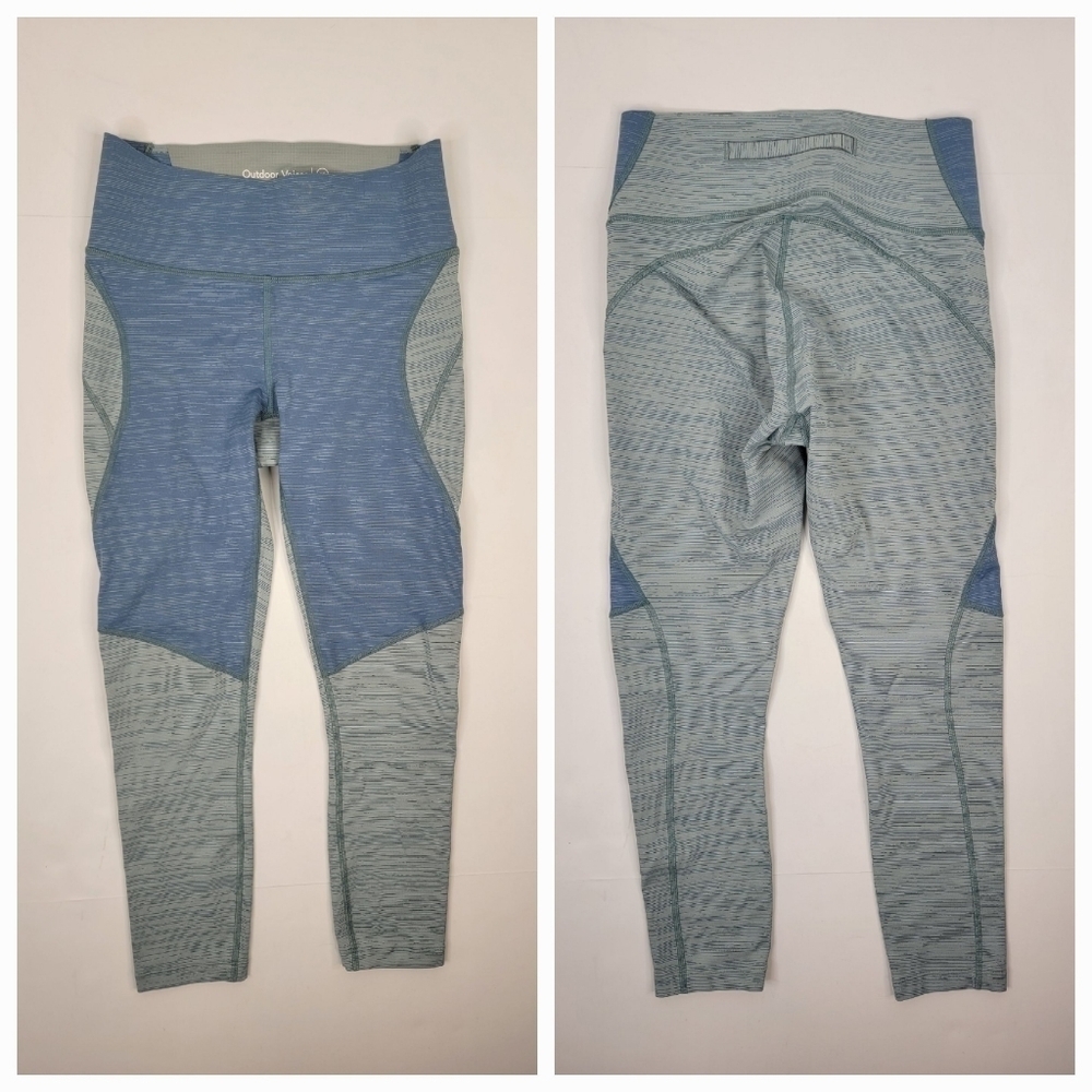 Outdoor Voices Sz XS Leggings Back Pocket Blue Gray Colorblock